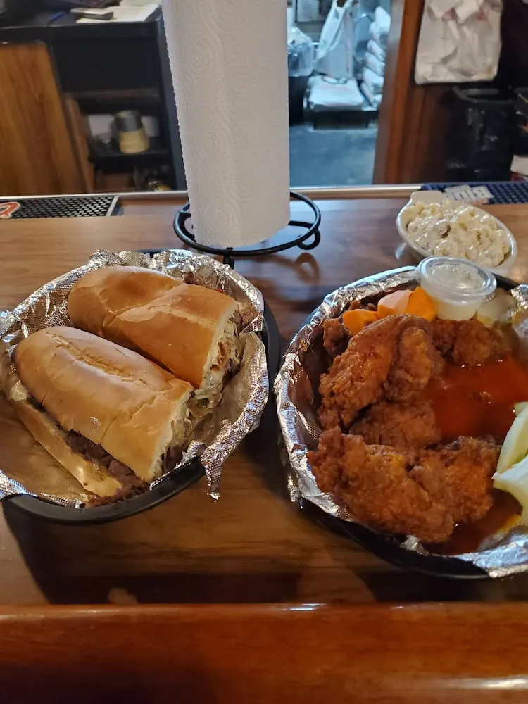 Steak Sub and Chicken Wings